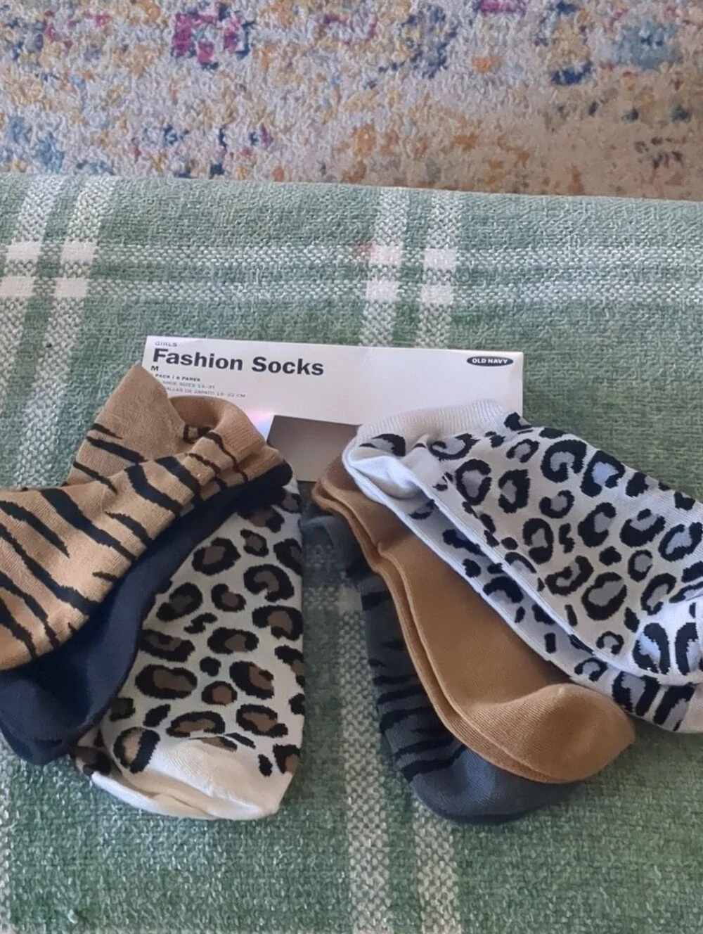Old Navy Kids No-Show Socks Pack - Tan, Black & White Animal Prints